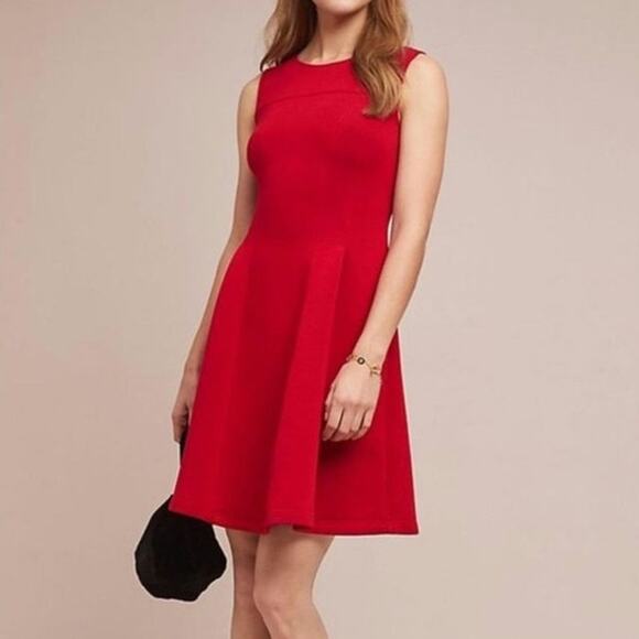 Anthropologie Maeve Red Scuba Debutant Dress - Picture 2 of 9